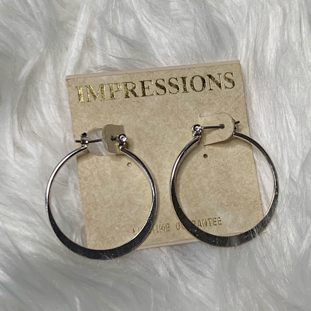 Impressions Silver Hoops (NWT)
